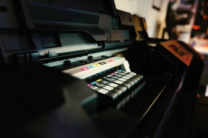 a close up of a printer on a table